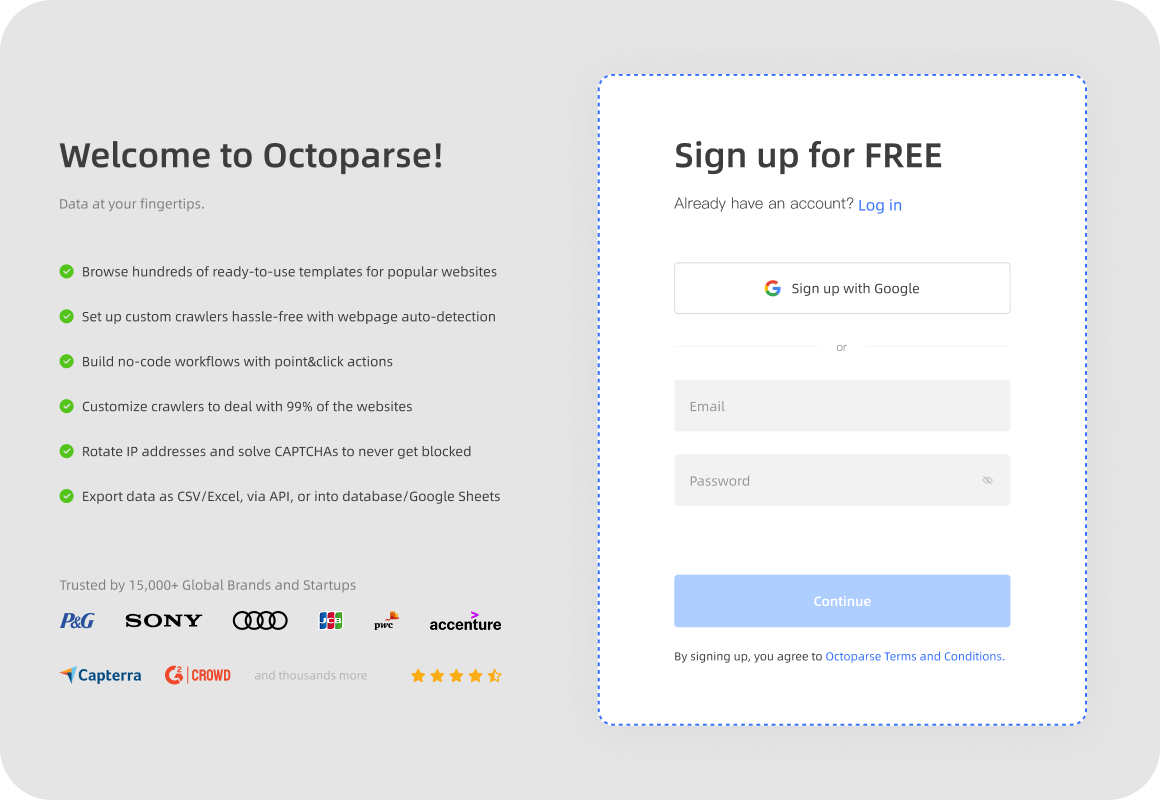 Sign Up for Octoparse